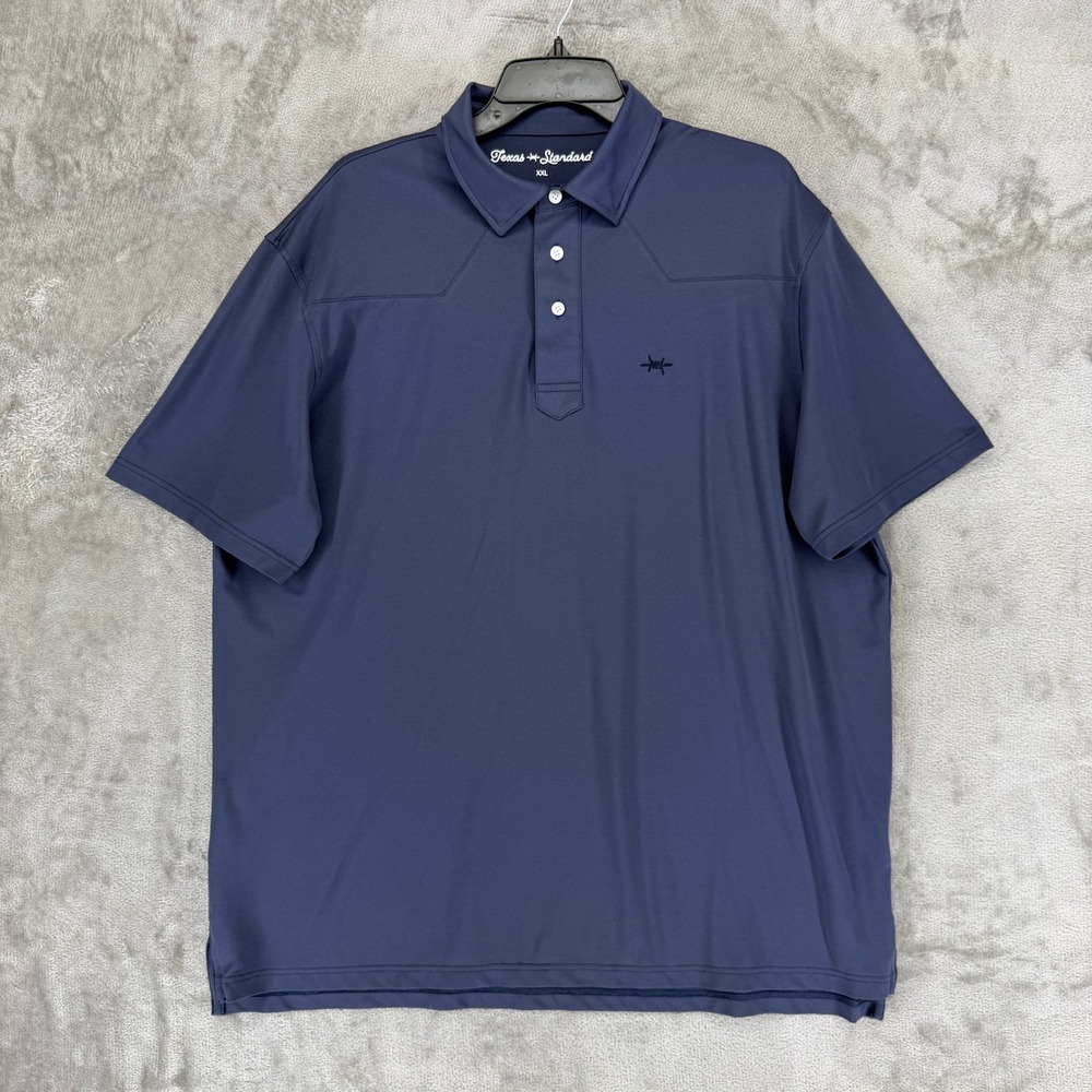 Texas Standard Polo Shirt Mens XXL Navy Blue Western Yoke Barbed Wire EUC
